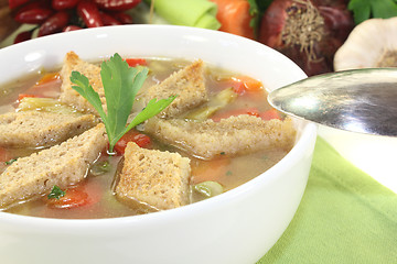 Image showing Bread Soup with parsley