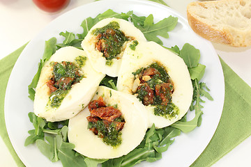 Image showing stuffed mozzarella and basil