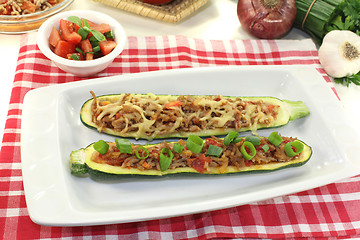 Image showing stuffed courgette with ground beef