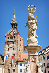 Image showing Schmalzturm with Mary fountain