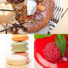 Image showing fresh dessert cake collage 