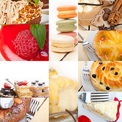 Image showing fresh dessert cake collage 