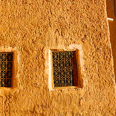 Image showing   yellow window in morocco africa old construction and brown wal