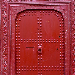 Image showing old door in morocco africa ancien and wall ornate blue