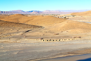 Image showing brown construction   in    valley  morocco  river