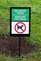 Image showing sign on a grass  