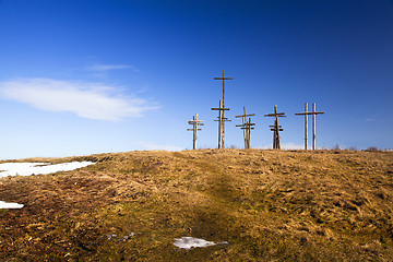 Image showing crosses on the hill. Belarus