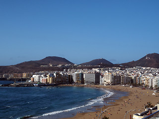 Image showing panorama Playa Las Canteras beach in Las Palmas Grand Canary Isl