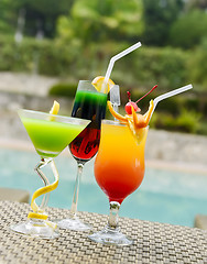 Image showing Multicolor Pool Cocktails