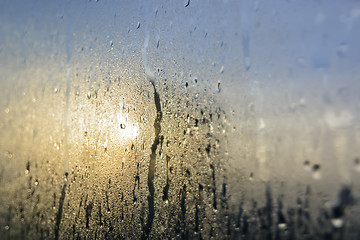 Image showing Raindrops on Glass Pane