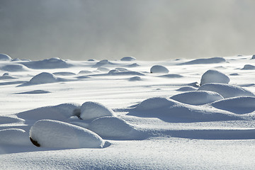 Image showing Snowy volcanic rocks in Iceland