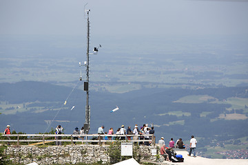 Image showing Visitors at a viewing platform from a mountain top