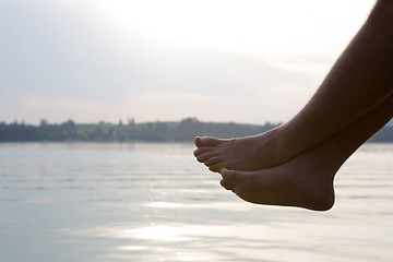 Image showing Swimmer on a dock 