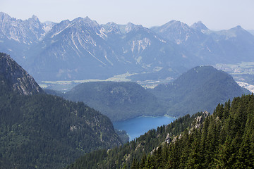 Image showing Bavarian lake Alpsee from above