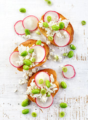 Image showing toasted bread with cottage cheese and radish