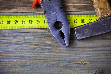 Image showing vintage pliers and old hammer