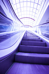 Image showing blue steps of escalator