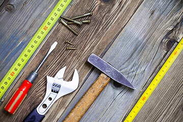 Image showing still life with vintage locksmith tools