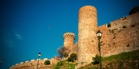 Image showing Tossa de Mar, Spain, Watchtower of the medieval fortress Vila Ve