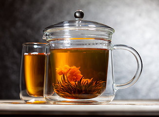 Image showing green tea with flower