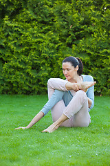 Image showing adult woman doing yoga