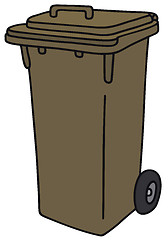 Image showing Brown plastic dustbin