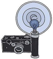Image showing Retro camera with a flashlight