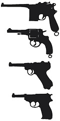 Image showing Old black handguns