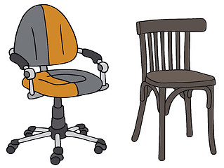 Image showing Modern and old chairs