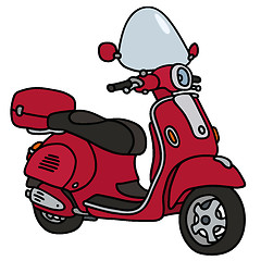 Image showing Old red scooter