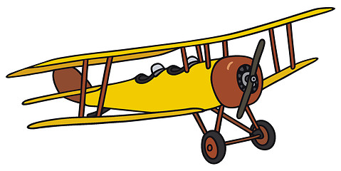 Image showing Vintage yellow biplane