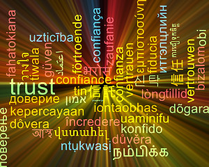 Image showing Trust multilanguage wordcloud background concept glowing