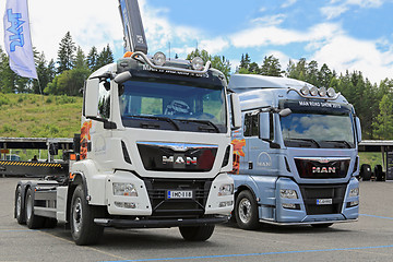 Image showing Two New MAN TGS and TGX Trucks in a Show