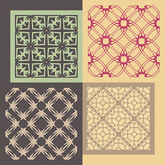 Image showing Set of four seamless patterns. Vintage geometric ornaments. 