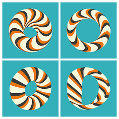 Image showing Set of abstract 3d vector icons such emblems. 3d bracelets or rings.