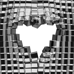 Image showing Abstract 3D background with heart. Vector cracked background. 