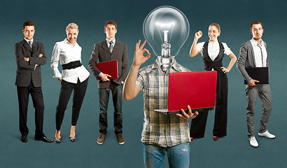 Image showing Business Team With Lamp Head