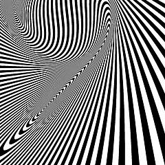 Image showing Pattern with optical illusion. Black and white background. 