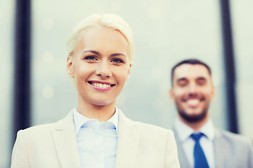 Image showing smiling businessmen outdoors