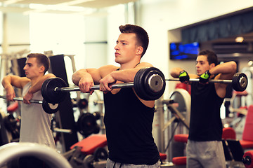 Image showing group of men with barbells in gym