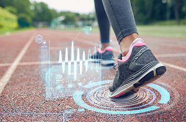 Image showing close up of woman feet running on track