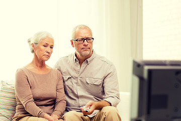 Image showing senior couple watching tv at home