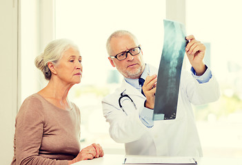 Image showing senior woman and doctor meeting