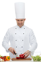 Image showing happy male chef cook cooking food