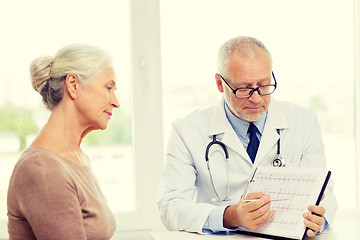 Image showing senior woman and doctor meeting