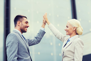 Image showing smiling businessmen outdoors