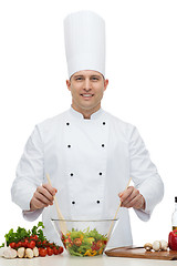 Image showing happy male chef cook cooking food