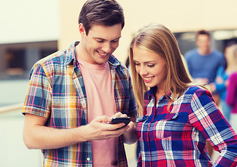 Image showing group of smiling students outdoors