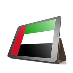 Image showing Tablet with United Arab Emirates flag