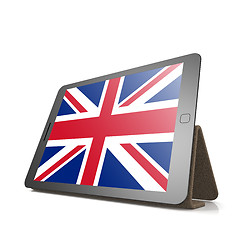 Image showing Tablet with United Kingdom flag